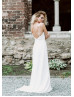 V Neck Ivory Chiffon Simple Boho Wedding Dress